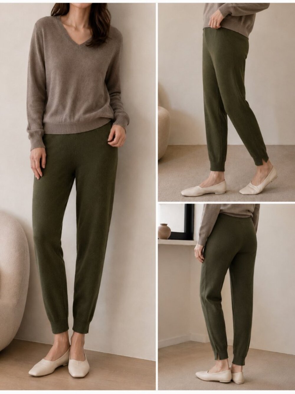 cashmeres Pure Cashmere Knit Pants Made in Scotland